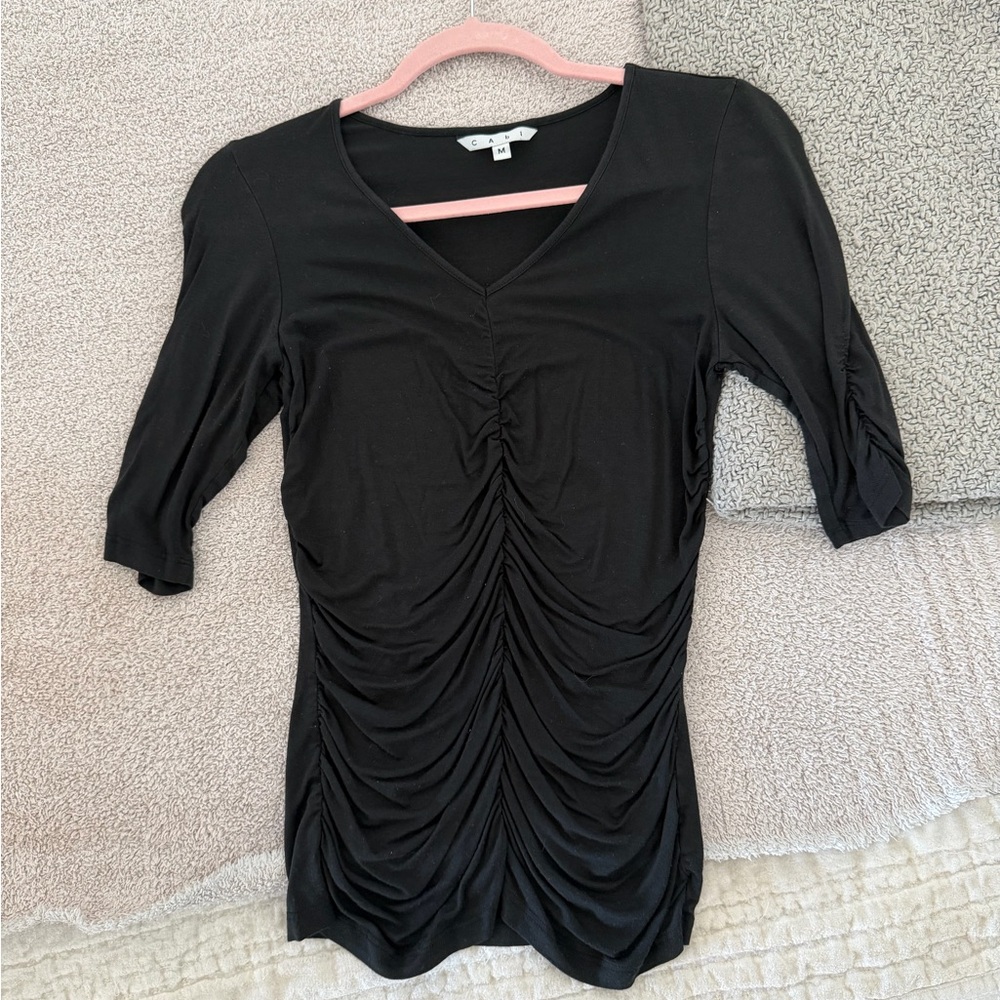 CAbi Black Ruched Women's Blouse